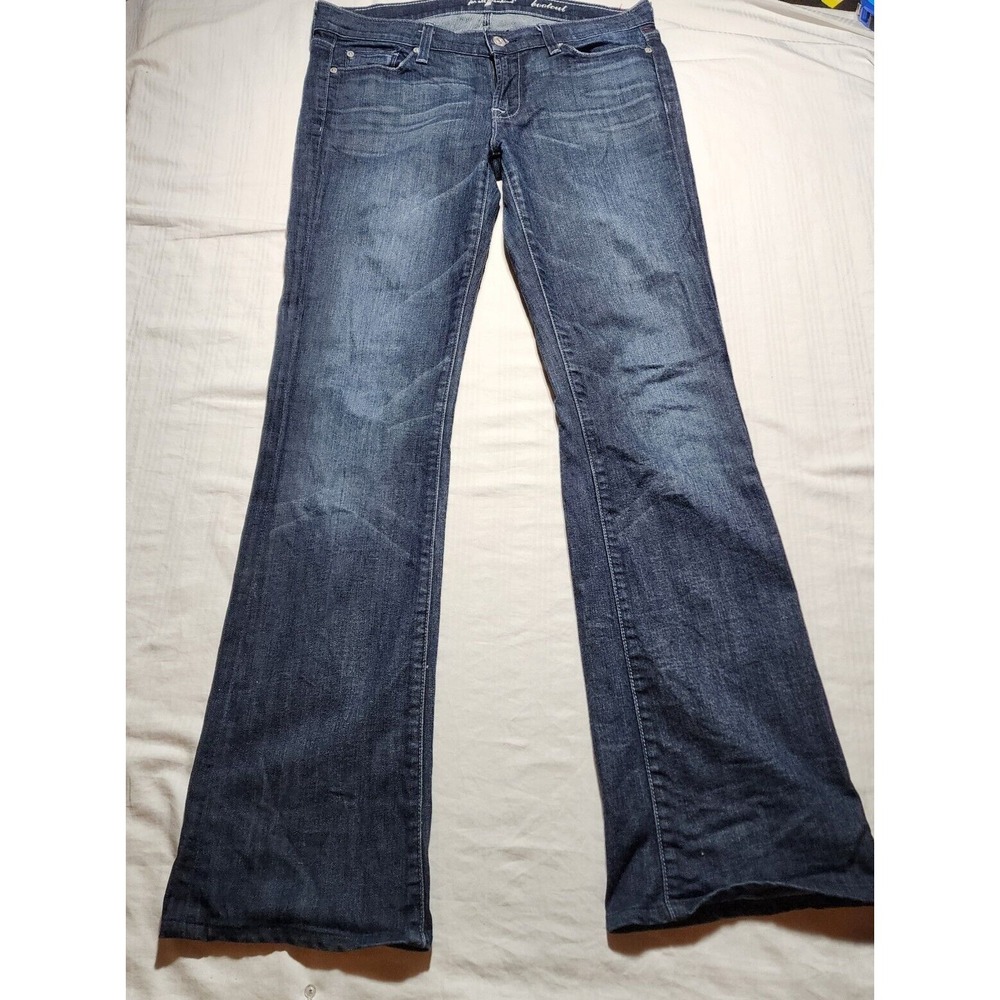 7 For All Mankind Pants Womens 29 Blue Denim Jeans Belt Loops Button Bootcut Zip